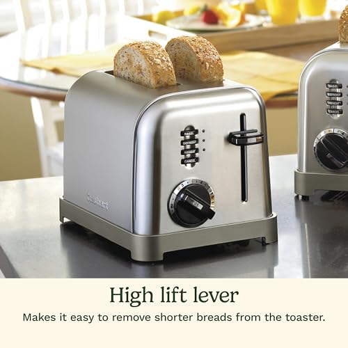 Cuisinart CPT-160P1 Metal Classic 2-Slice Toaster, Brushed Stainless Steel, 6 Shade Settings, 1.5" Wide Slots for Bagels & Bread, Defrost/Reheat Functions, Extra-Lift Lever, Slide-Out Crumb Tray - My Kitchen Products