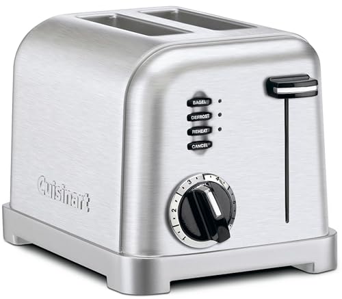 Cuisinart CPT-160P1 Metal Classic 2-Slice Toaster, Brushed Stainless Steel, 6 Shade Settings, 1.5" Wide Slots for Bagels & Bread, Defrost/Reheat Functions, Extra-Lift Lever, Slide-Out Crumb Tray - My Kitchen Products