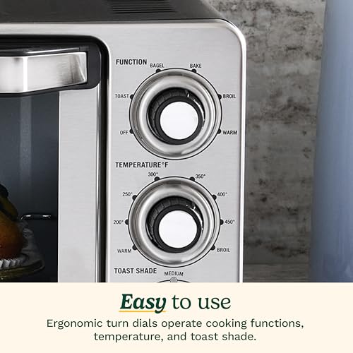 Cuisinart Custom Classic Toaster Oven Broiler, 1800 Watt Countertop Toaster Oven to Bake, Broil, and Toast, Non-Stick Interior, Consistent Toast Control, Brushed Stainless Steel/Black, TOB-40N - My Kitchen Products