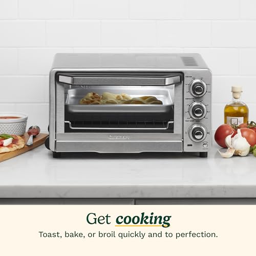 Cuisinart Custom Classic Toaster Oven Broiler, 1800 Watt Countertop Toaster Oven to Bake, Broil, and Toast, Non-Stick Interior, Consistent Toast Control, Brushed Stainless Steel/Black, TOB-40N - My Kitchen Products