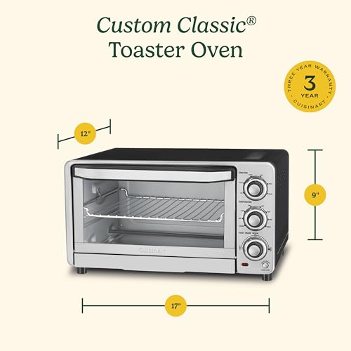 Cuisinart Custom Classic Toaster Oven Broiler, 1800 Watt Countertop Toaster Oven to Bake, Broil, and Toast, Non-Stick Interior, Consistent Toast Control, Brushed Stainless Steel/Black, TOB-40N - My Kitchen Products
