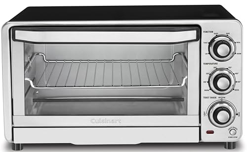Cuisinart Custom Classic Toaster Oven Broiler, 1800 Watt Countertop Toaster Oven to Bake, Broil, and Toast, Non-Stick Interior, Consistent Toast Control, Brushed Stainless Steel/Black, TOB-40N - My Kitchen Products