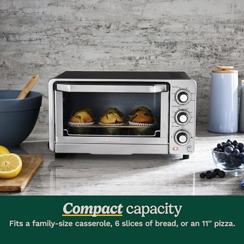Cuisinart Custom Classic Toaster Oven Broiler, 1800 Watt Countertop Toaster Oven to Bake, Broil, and Toast, Non-Stick Interior, Consistent Toast Control, Brushed Stainless Steel/Black, TOB-40N - My Kitchen Products