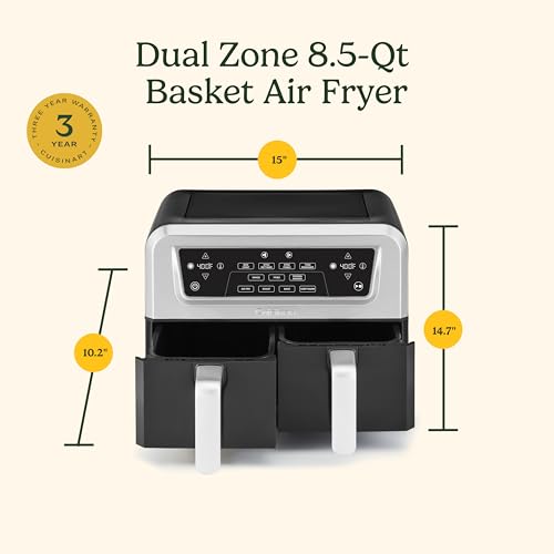 Cuisinart Dual Basket Air Fryer, 2-4.25 QT Baskets, Total 8.5 QT, 4 Functions Air Fry, Roast, Bake and Keep Warm, Features Sync Finish and Sync Settings, Toss Reminder, Auto Warm Mode and Auto-Pause - My Kitchen Products
