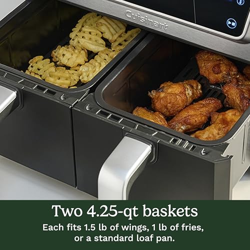 Cuisinart Dual Basket Air Fryer, 2-4.25 QT Baskets, Total 8.5 QT, 4 Functions Air Fry, Roast, Bake and Keep Warm, Features Sync Finish and Sync Settings, Toss Reminder, Auto Warm Mode and Auto-Pause - My Kitchen Products