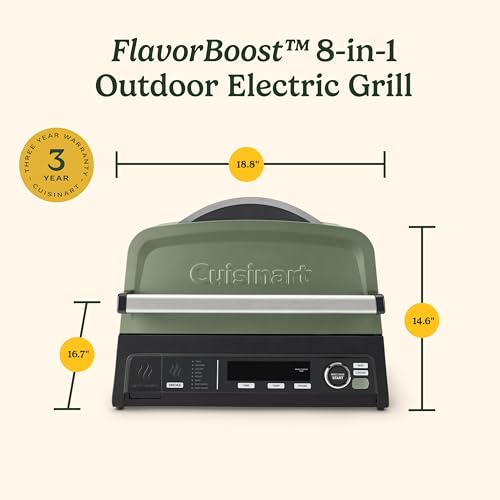 Cuisinart FlavorBoost™ 8-in-1 Outdoor Electric BBQ Grill & Portable Smoker, Air Fryer Grill Combo with Smart Probe, Smoke Drawer, 154 sq. in., Patio & Balcony Grill for Apartments, CEG-1302 - My Kitchen Products