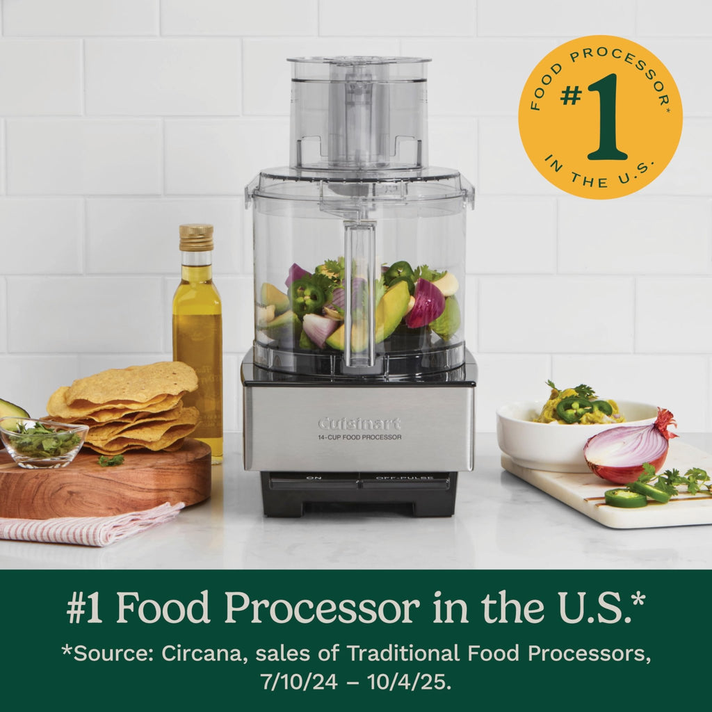 Cuisinart Food Processor, 14-Cup Vegetable Food Chopper for Mincing, Dicing, Shredding, Puree & Kneading Dough, 720-Watt Motor, Stainless Steel, DFP-14BCNY - My Kitchen Products