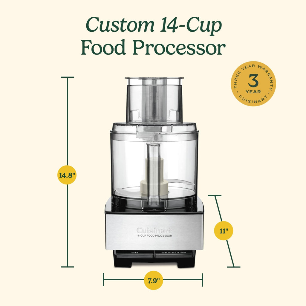 Cuisinart Food Processor, 14-Cup Vegetable Food Chopper for Mincing, Dicing, Shredding, Puree & Kneading Dough, 720-Watt Motor, Stainless Steel, DFP-14BCNY - My Kitchen Products