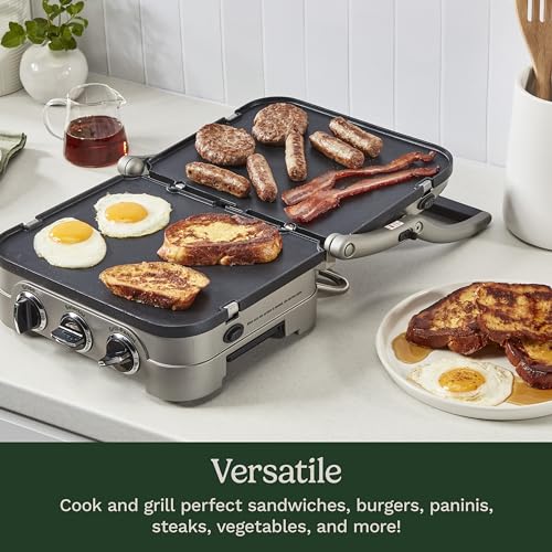 Cuisinart Griddler Indoor Grill, Panini Press, Sandwich Maker & More, 5-in-1 Grilling, Dishwasher-Safe Nonstick Cooking Plates, GR-4NNAS, Stainless Steel - My Kitchen Products