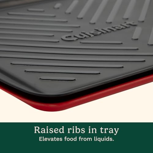 Cuisinart Grilling Prep & Serve Trays, 17x10.5 inch BBQ Tray Safe for Food Handling, 2 Dishwasher Safe Nesting Trays Black & Red, Perfect Grilling Accessories for Cooked & Raw Meat, Fits 6 Burgers - My Kitchen Products