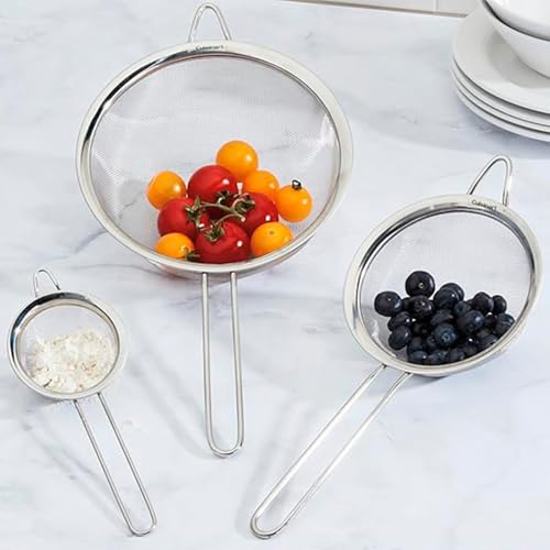 Cuisinart, Mesh Strainers, Stainless Steel Mesh Strainers for Kitchen, Fine Mesh Kitchen Strainer Set for Sifting, Straining and Cooking, Ctg-00-3Ms, 3 Count - My Kitchen Products