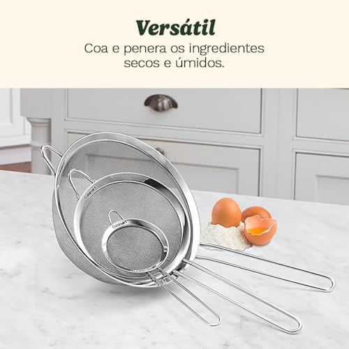 Cuisinart, Mesh Strainers, Stainless Steel Mesh Strainers for Kitchen, Fine Mesh Kitchen Strainer Set for Sifting, Straining and Cooking, Ctg-00-3Ms, 3 Count - My Kitchen Products