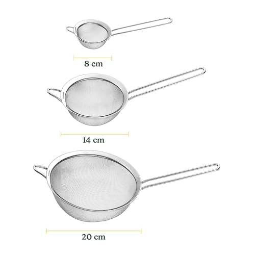 Cuisinart, Mesh Strainers, Stainless Steel Mesh Strainers for Kitchen, Fine Mesh Kitchen Strainer Set for Sifting, Straining and Cooking, Ctg-00-3Ms, 3 Count - My Kitchen Products