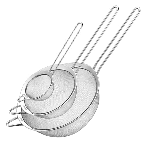 Cuisinart, Mesh Strainers, Stainless Steel Mesh Strainers for Kitchen, Fine Mesh Kitchen Strainer Set for Sifting, Straining and Cooking, Ctg-00-3Ms, 3 Count - My Kitchen Products