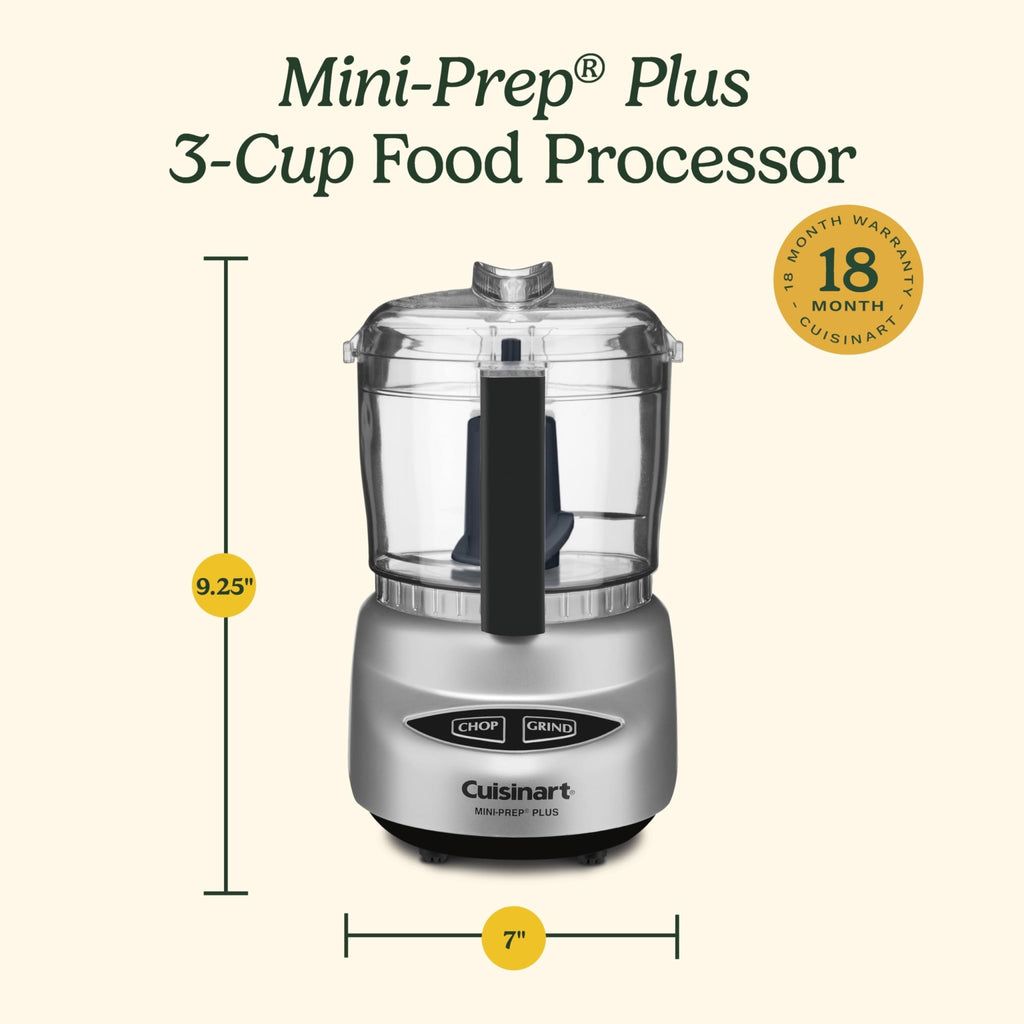 Cuisinart Mini-Prep Plus Food Processor, 24-Ounce Mini Food Processor to Chop Herbs, Vegetables, and Hard Cheese, 24-Ounce Work Bowl, Reversible Stainless Steel Blade, DLC-2ABC, Brushed Chrome/Nickel - My Kitchen Products