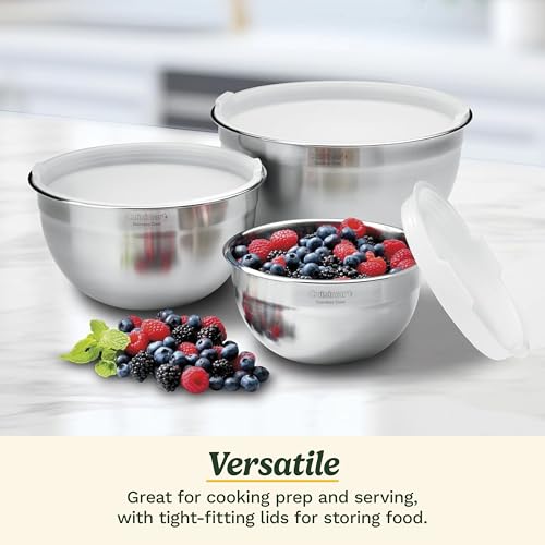 Cuisinart Mixing Bowl Set, Stainless Steel, 3‑Piece Nesting Bowls for Baking, Cooking & Food Prep, CTG-00-SMB - My Kitchen Products
