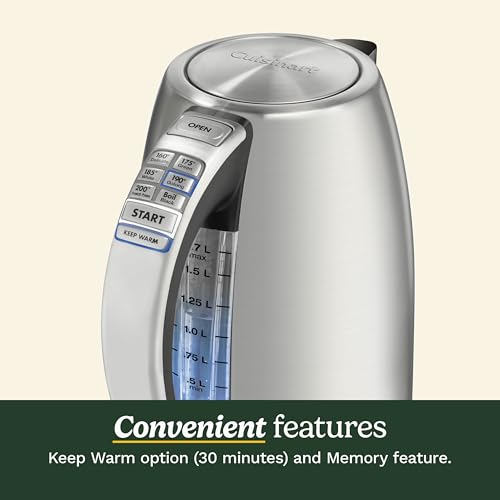 Cuisinart PerfecTemp 1.7-Liter Electric Kettle, Cordless Electric Tea Kettle, 1500W for Fast Heat-Up, 6 Preset Temperatures, 30-Minute Keep Warm, Stay Cool Nonslip Handle, CPK-17P1 - My Kitchen Products