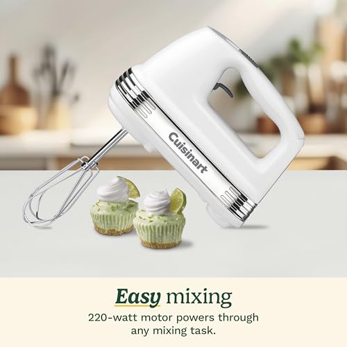Cuisinart Power Advantage 5-Speed Hand Mixer, 220W-Motor Hand Blender Electric Mixer with 5 Speed Settings, Extra-Long Dishwasher-Safe Beaters, 60-Inch Swivel Cord, HM-50, White - My Kitchen Products