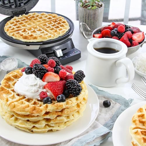 Cuisinart Waffle Maker, 1250W Round Classic Waffle Iron, 5-Setting Adjustable Browning Control, WMR-CANAS, Brushed Stainless - My Kitchen Products