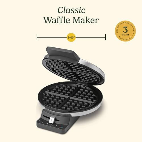 Cuisinart Waffle Maker, 1250W Round Classic Waffle Iron, 5-Setting Adjustable Browning Control, WMR-CANAS, Brushed Stainless - My Kitchen Products
