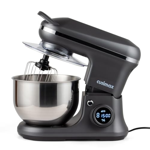 CUSIMAX Stand Mixer, Dough Mixer with Digital Switch Control Timer 15mins & 8-Speed, 5-Quart 650W kitchen Electric Mixer, Tilt-Head with handle, Dough Hook, Wire Whip & Beater, Grey - My Kitchen Products