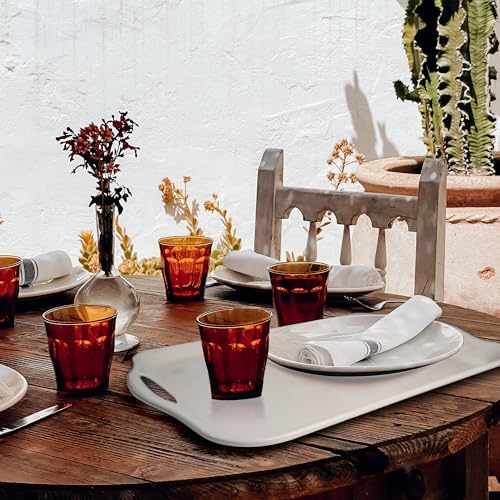 Czlizdyt Large Melamine Serving Tray with Handles, 17.5 x 12 in Rectangular Melamine Serving Platter, Dishwasher Safe Trays for Eating, Appetizer, Charcuterie, Snack, Fruit, Desserts, Set of 2, White - My Kitchen Products