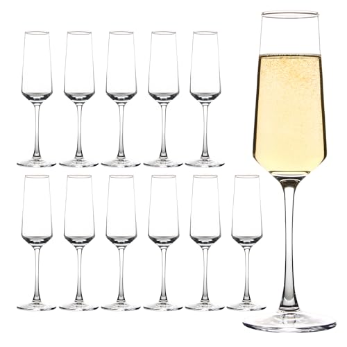 CZUMJJ Champagne Glasses Set of 12, Elegant Champagne Flutes, Modern Sparkling Wine Glasses for Home Bar