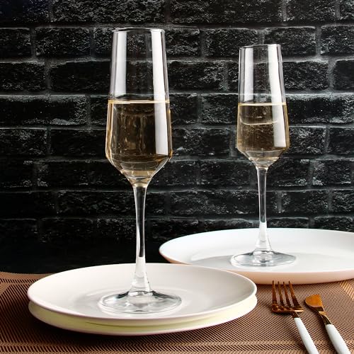 CZUMJJ Champagne Glasses Set of 12, Elegant Champagne Flutes, Modern Sparkling Wine Glasses for Home Bar, Wedding, Anniversary, 7.5 oz, Clear - My Kitchen Products