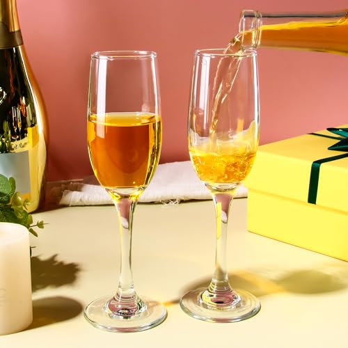 CZUMJJ Elegant Champagne Glasses Set of 16, Long Stem Glass Champagne Flutes for Mimosa, Sparking Wine, Wedding, Party - 6 oz, Clear - My Kitchen Products