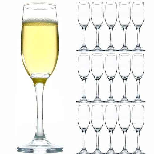 CZUMJJ Elegant Champagne Glasses Set of 16, Long Stem Glass Champagne Flutes for Mimosa, Sparking Wine, Wedding, Party, 6