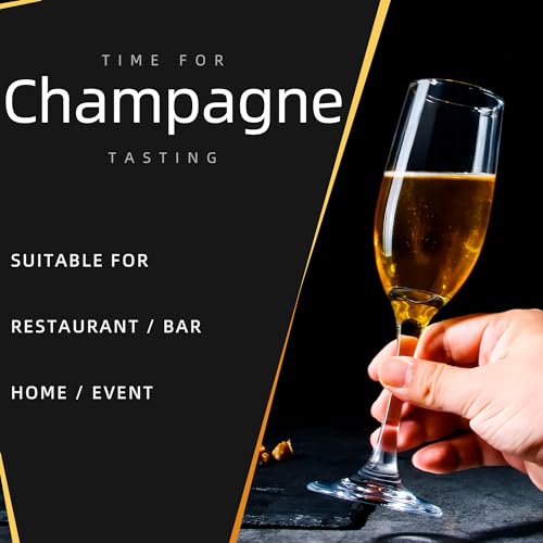 CZUMJJ Elegant Champagne Glasses Set of 16, Long Stem Glass Champagne Flutes for Mimosa, Sparking Wine, Wedding, Party - 6 oz, Clear - My Kitchen Products