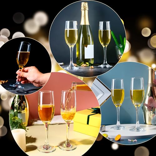 CZUMJJ Elegant Champagne Glasses Set of 16, Long Stem Glass Champagne Flutes for Mimosa, Sparking Wine, Wedding, Party - 6 oz, Clear - My Kitchen Products