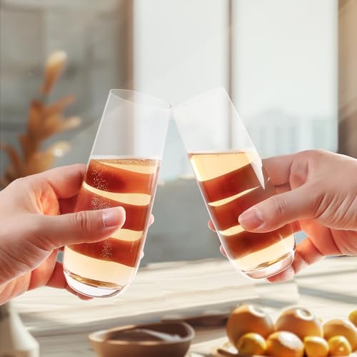 CZUMJJ Stemless Champagne Flutes Set of 16, 8 oz Clear Toasting Glasses, Mimosa glasses - My Kitchen Products