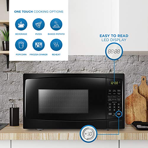 Danby DBMW1120BBB 1.1 Cu.Ft. Countertop Microwave In Black - 1000 Watts, Family Size Microwave With Push Button Door - My Kitchen Products