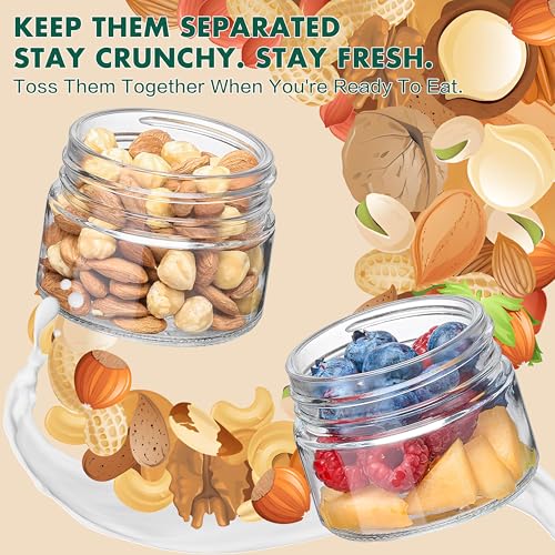 Danmu 4 Pack Overnight Oats Containers with Lids 21 oz (16+5),Dual-Layer Yogurt Parfait Cups with Lids,Meal Prep Containers Glass for Snack,Overnight Oats,Yogurt,Parfait,Salad Dishwasher Safe - My Kitchen Products