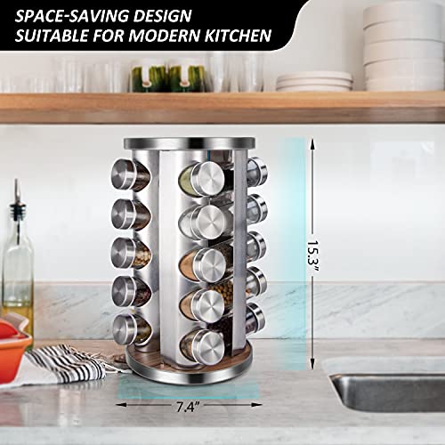 dasaka Rotating Spice Rack Organizer with Jars(20Pcs), Seasoning Organizer for Cabinet, Kitchen Spice Racks for Countertop, Revolving Stainless Steel Spice Organizer - My Kitchen Products