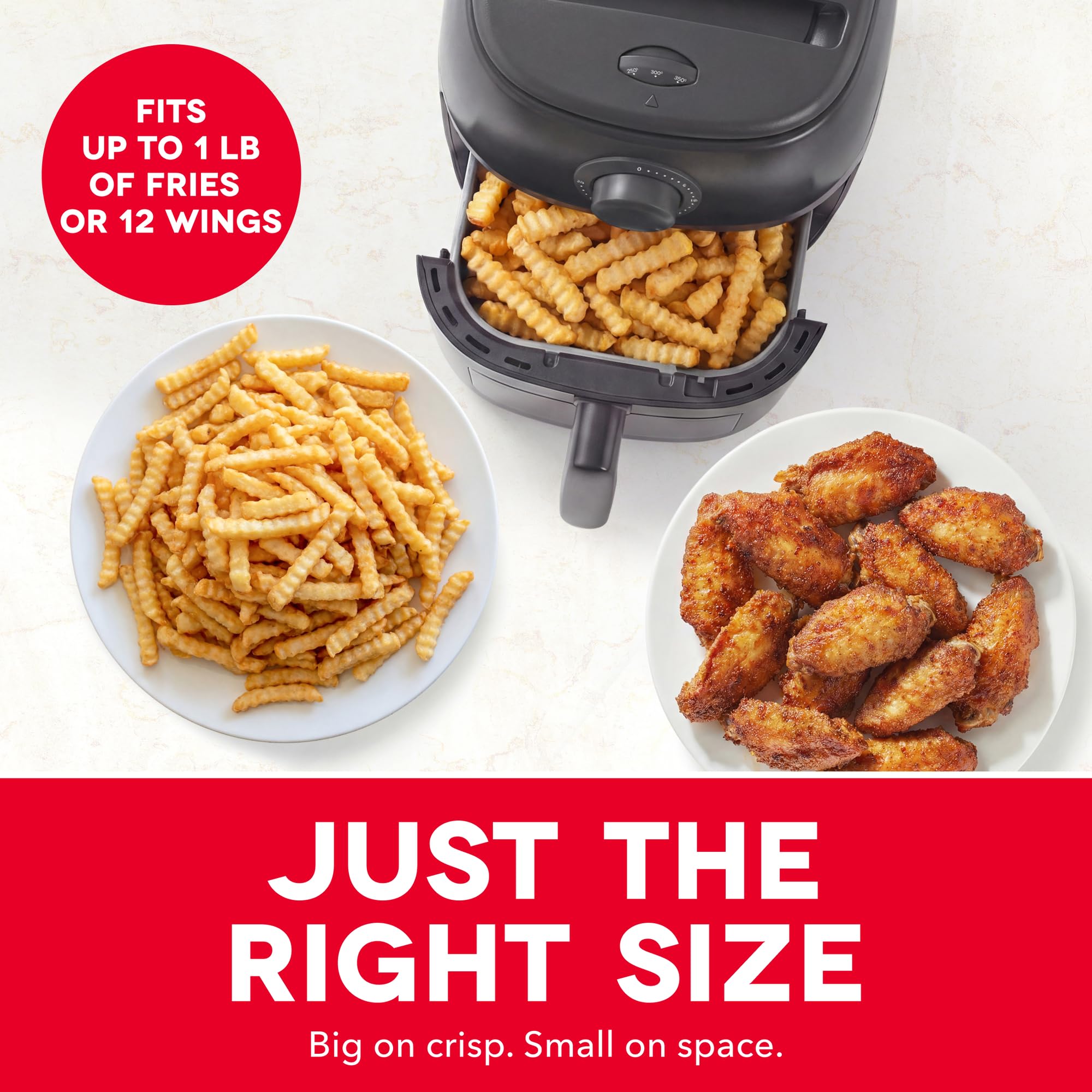 Dash 2.6QT Infrared Small Analog Air Fryer - Compact Mini Air Fryer with Ceramic Nonstick Coating, Viewing Window, Easy Dial Controls & Cool-Touch Handle - Dishwasher Safe Parts - My Kitchen Products