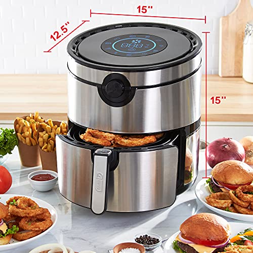 Dash AirCrisp® Pro Digital Air Fryer - Adjustable Temperature Control - Auto Shut-Off Feature & Multiple Presets - Removable Crisper Basket - 6 Quarts - Silver - My Kitchen Products