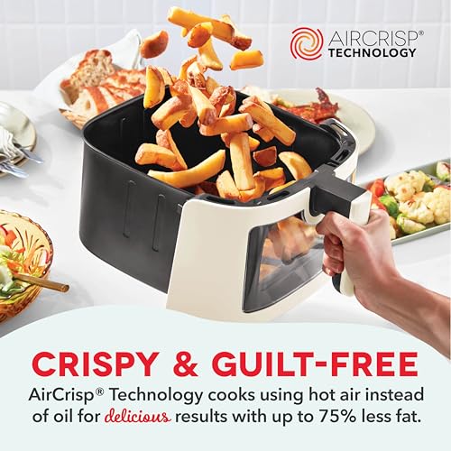 Dash Clear View Digital Air Fryer - Has AirCrisp® Technology - For Family-Sized Meals - Digital Touchscreen & Extra-Large Crisper Drawer - 7 Quarts - Cream - My Kitchen Products