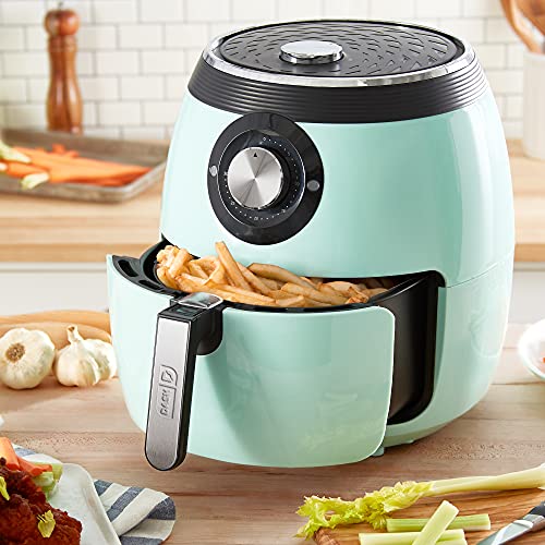 Dash Deluxe Air Fryer - Adjustable Temperature Control & Auto Shut-Off Feature - AirCrisp® Technology - Spacious Nonstick Basket - 1700 Watt - 6 Quarts - Aqua - My Kitchen Products
