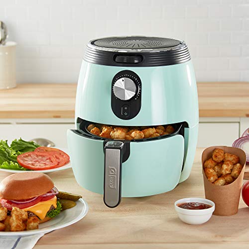 Dash Deluxe Air Fryer -Has AirCrisp® Technology - Adjustable Temperature Control & Auto Shut-Off Feature - Compact Nonstick Basket - 3 Quarts - Aqua - My Kitchen Products