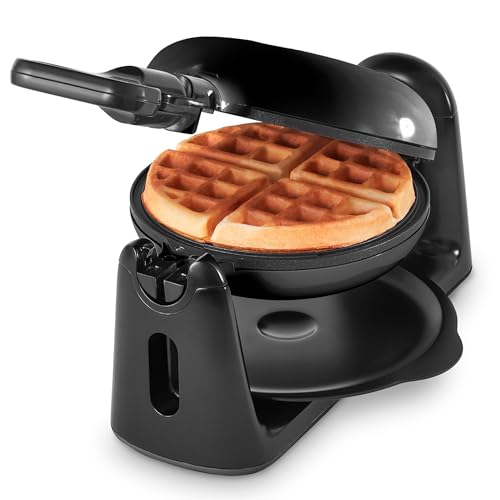 Dash Flip Belgian Waffle Maker - 6.5" Nonstick Surface - Rotating Belgian Waffle Maker with Quick Heat-Up System for Easy Breakfasts - Supports Multi-Use - Black - My Kitchen Products
