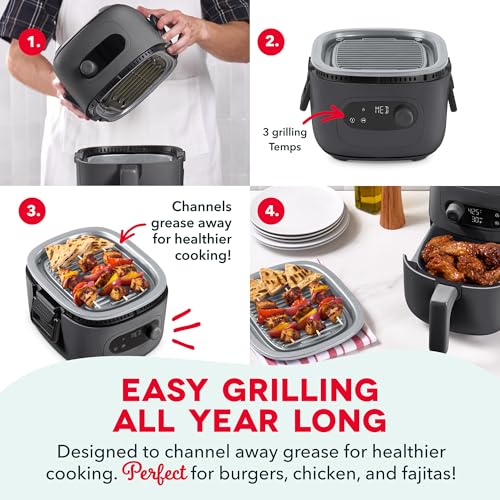 DASH Flip & Fry 2-in-1 Grill + Air Fryer, 3 QT - My Kitchen Products