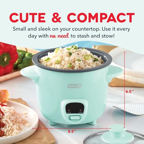 Dash Mini Ceramic Rice Cooker - Designed for Single-Serve Cooking - Compact Rice Cooker with Nonstick Removable Pot, Keep Warm Function & Easy-to-Clean Sleek Design - Aqua Ceramic - My Kitchen Products