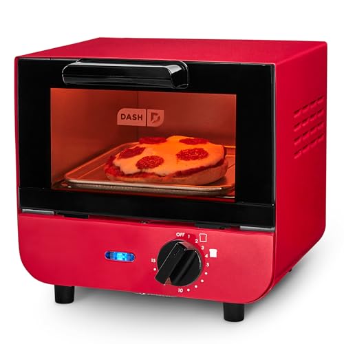 Dash Mini Toaster Oven | Small Toaster Oven for Dorms, Apartments, & Small Kitchens, Adjustable Timer Dial with Auto Shutoff, Removable Cooking Tray & Crumb Catch, Red - My Kitchen Products