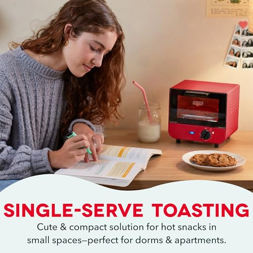 Dash Mini Toaster Oven | Small Toaster Oven for Dorms, Apartments, & Small Kitchens, Adjustable Timer Dial with Auto Shutoff, Removable Cooking Tray & Crumb Catch, Red - My Kitchen Products