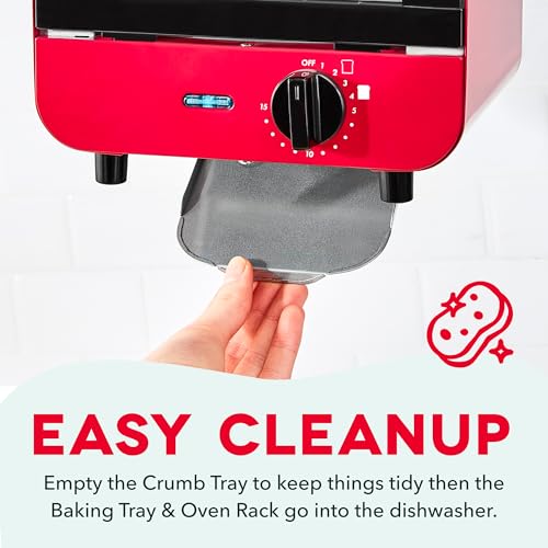 Dash Mini Toaster Oven | Small Toaster Oven for Dorms, Apartments, & Small Kitchens, Adjustable Timer Dial with Auto Shutoff, Removable Cooking Tray & Crumb Catch, Red - My Kitchen Products
