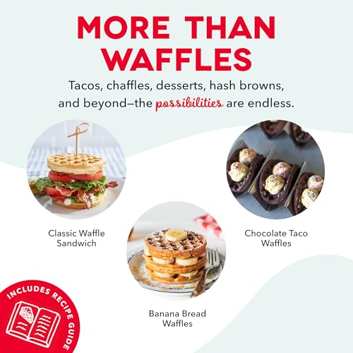 Dash Mini Waffle Maker- Compact Electric Iron for Creative Homemade Treats - Nonstick Surface - Easy-to-Clean - Perfect for Kids & Families - Red - My Kitchen Products