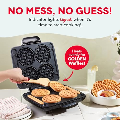 Dash Multi Mini Waffle Maker - Makes Four Waffles at Once for Family Breakfasts - Dual Nonstick Heating Plates & Easy-Release Surface - Compact & Fast-Heating - Graphite - My Kitchen Products