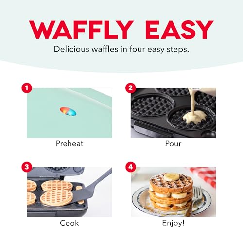 Dash Multi Mini Waffle Maker - Makes Four Waffles at Once for Family Breakfasts - Dual Nonstick Heating Plates & Easy-Release Surface - Compact & Fast-Heating - Graphite - My Kitchen Products